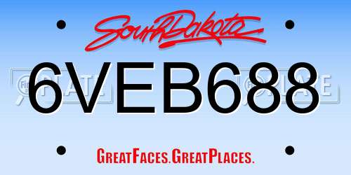 6VEB688 South Dakota License Plate