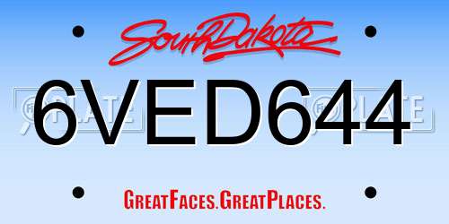 6VED644 South Dakota License Plate