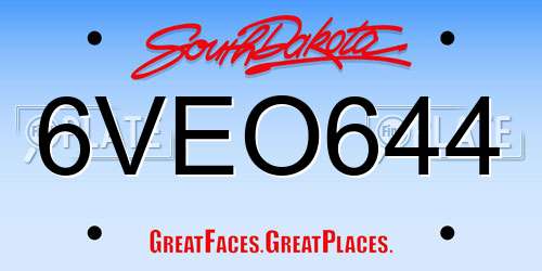 6VEO644 South Dakota License Plate