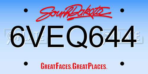 6VEQ644 South Dakota License Plate