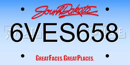 6VES658 South Dakota License Plate