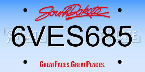 6VES685 South Dakota License Plate