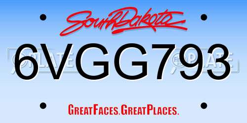 6VGG793 South Dakota License Plate