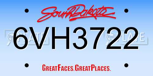 6VH3722 South Dakota License Plate