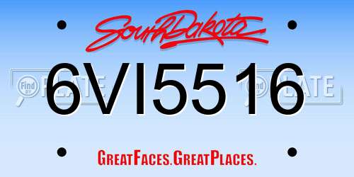 6VI5516 South Dakota License Plate