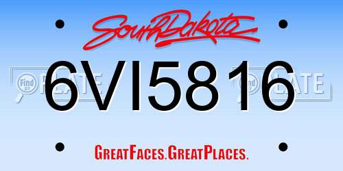 6VI5816 South Dakota License Plate