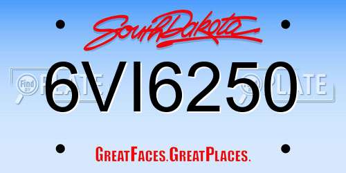6VI6250 South Dakota License Plate