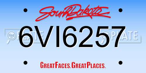 6VI6257 South Dakota License Plate