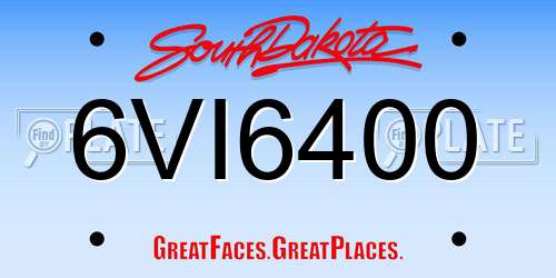 6VI6400 South Dakota License Plate