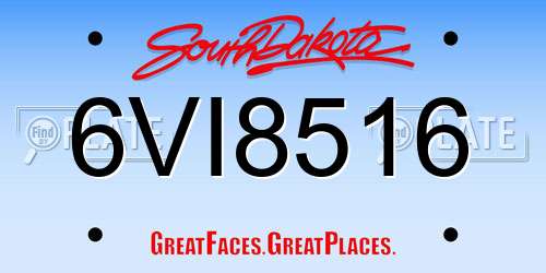 6VI8516 South Dakota License Plate
