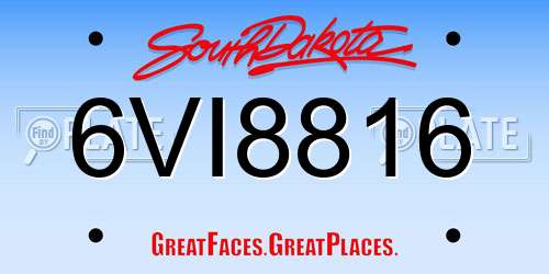 6VI8816 South Dakota License Plate