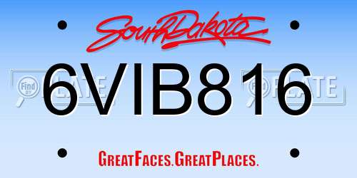 6VIB816 South Dakota License Plate
