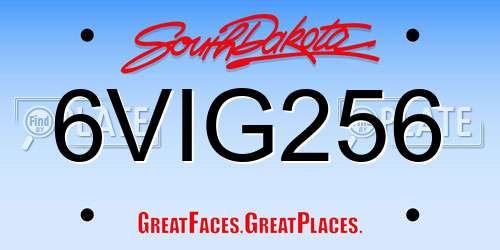 6VIG256 South Dakota License Plate