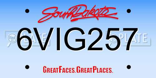 6VIG257 South Dakota License Plate