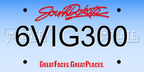 6VIG300 South Dakota License Plate