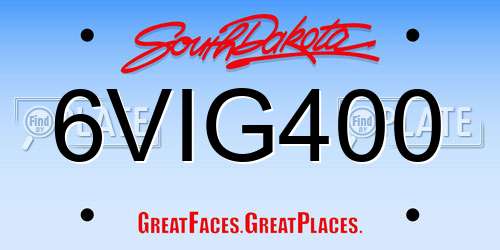 6VIG400 South Dakota License Plate