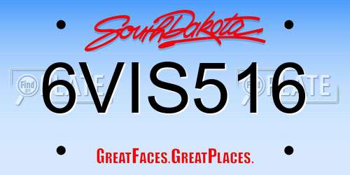 6VIS516 South Dakota License Plate