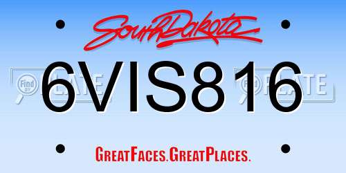 6VIS816 South Dakota License Plate