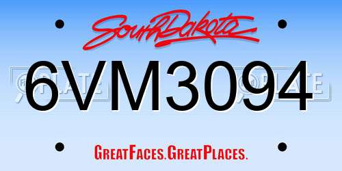 6VM3094 South Dakota License Plate