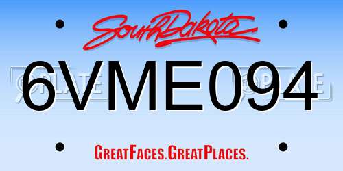 6VME094 South Dakota License Plate