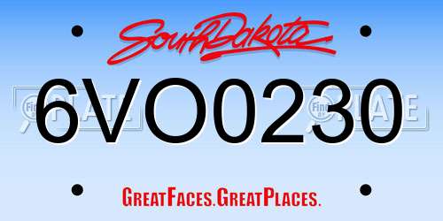 6VO0230 South Dakota License Plate