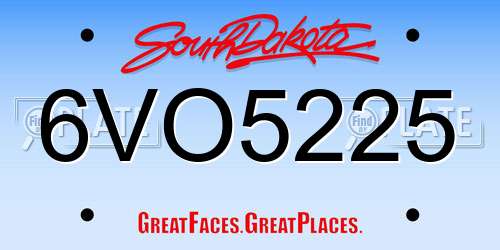 6VO5225 South Dakota License Plate