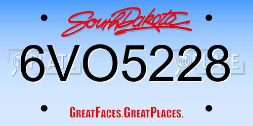 6VO5228 South Dakota License Plate