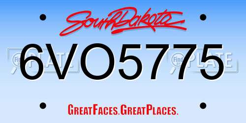 6VO5775 South Dakota License Plate
