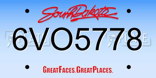 6VO5778 South Dakota License Plate