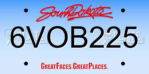 6VOB225 South Dakota License Plate