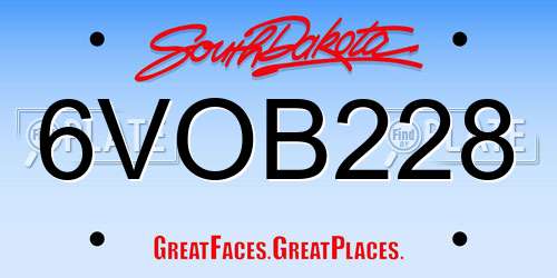 6VOB228 South Dakota License Plate