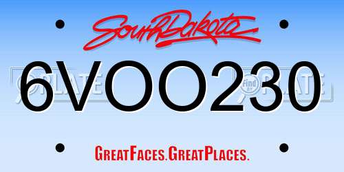 6VOO230 South Dakota License Plate