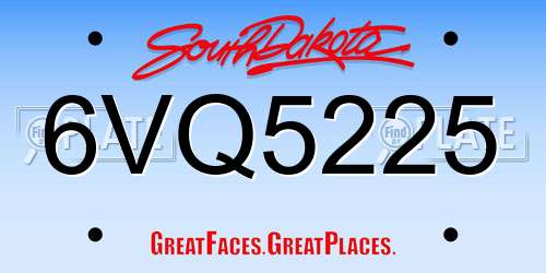 6VQ5225 South Dakota License Plate