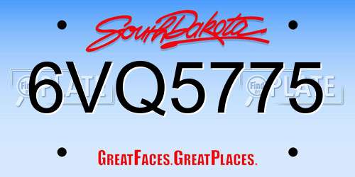 6VQ5775 South Dakota License Plate