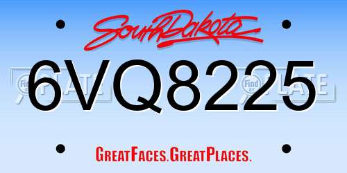 6VQ8225 South Dakota License Plate