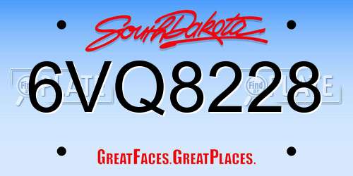 6VQ8228 South Dakota License Plate