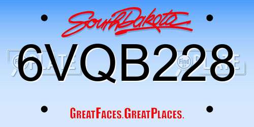 6VQB228 South Dakota License Plate