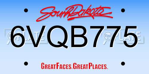 6VQB775 South Dakota License Plate