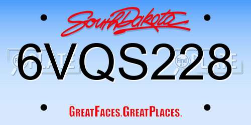 6VQS228 South Dakota License Plate