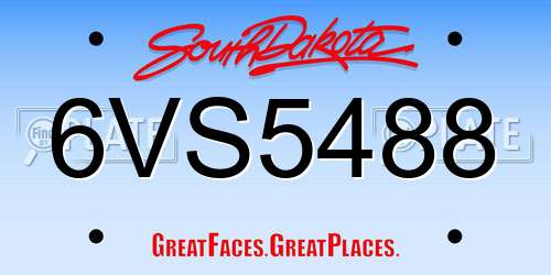 6VS5488 South Dakota License Plate