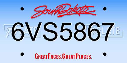 6VS5867 South Dakota License Plate