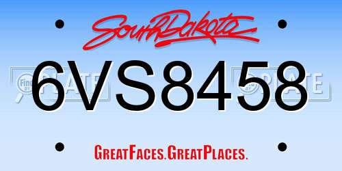 6VS8458 South Dakota License Plate