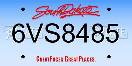 6VS8485 South Dakota License Plate