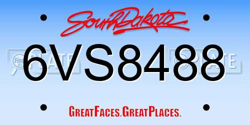 6VS8488 South Dakota License Plate