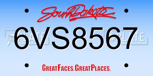 6VS8567 South Dakota License Plate
