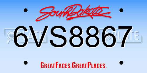 6VS8867 South Dakota License Plate