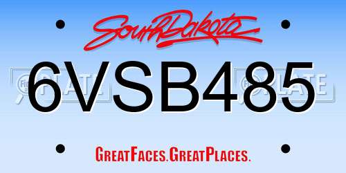 6VSB485 South Dakota License Plate