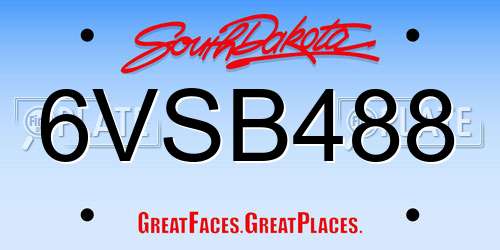 6VSB488 South Dakota License Plate