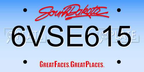 6VSE615 South Dakota License Plate