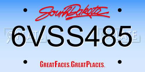 6VSS485 South Dakota License Plate